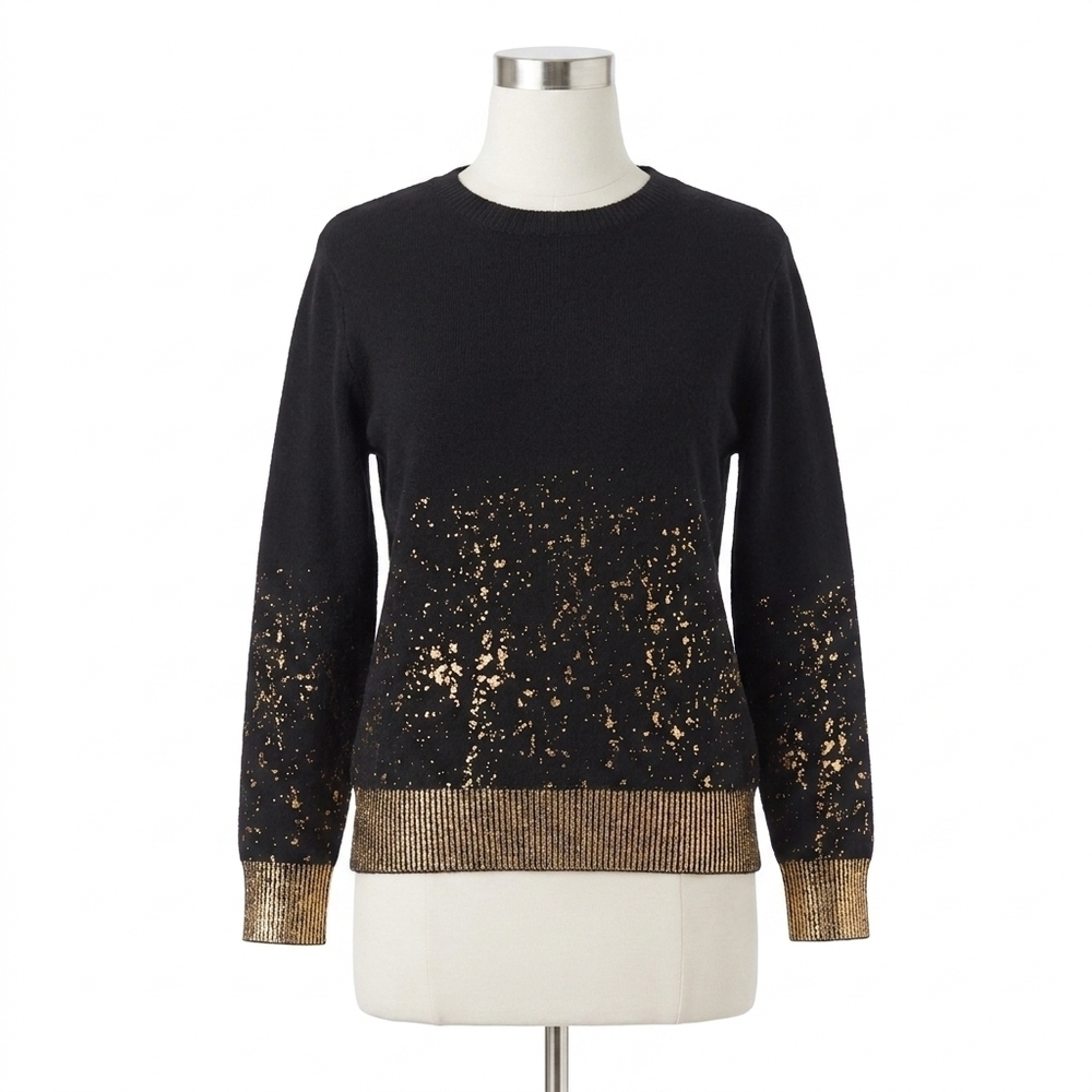 NEW COCO + CARMEN tinlee sweater with metallic splatter in black